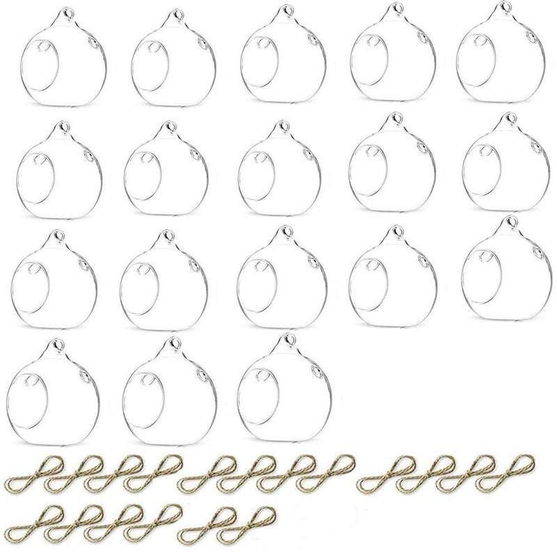 LANLONG 3.15 inches Hanging Tealight Holder Glass Globes Terrarium Wedding Candle Holder Candlestick (18 Pcs/Set) (18pcs) - Image 1